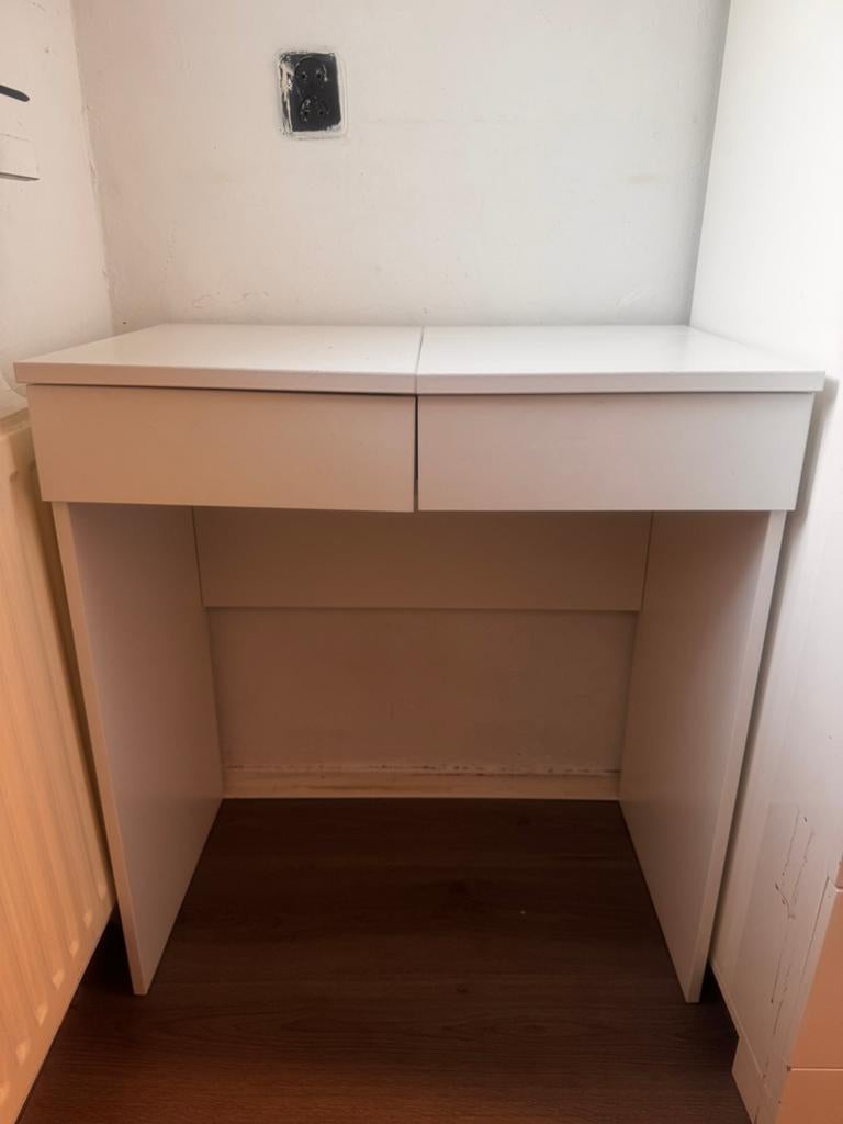 Witte kaptafel/bureau met spiegel en lades van IKEA, Ophalen, Gebruikt, 50 tot 100 cm, Minder dan 100 cm