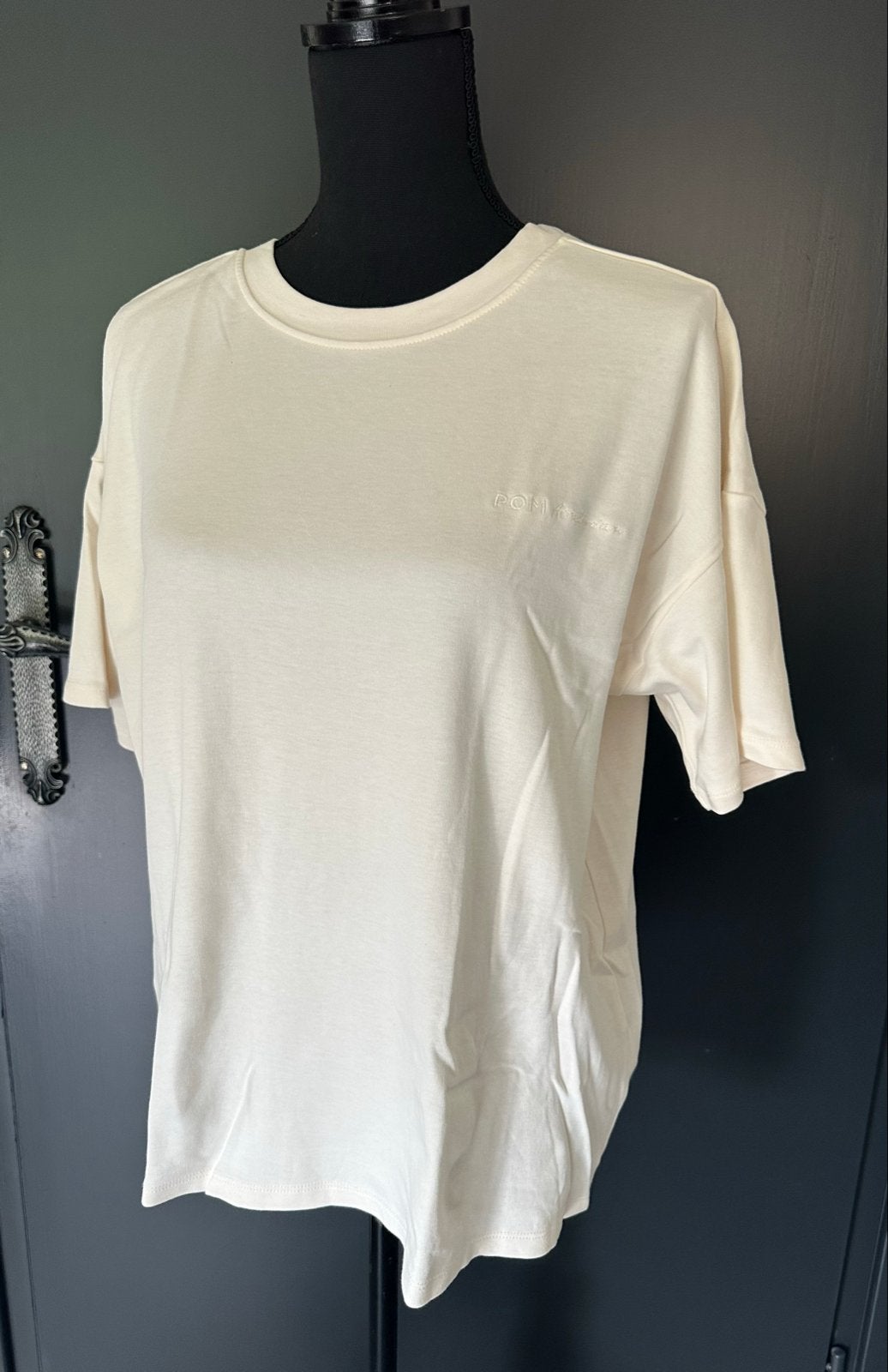 POM Amsterdam T-shirt met print - Maat 40, Maat 38/40 (M), Beige, Ophalen of Verzenden, Zo goed als nieuw