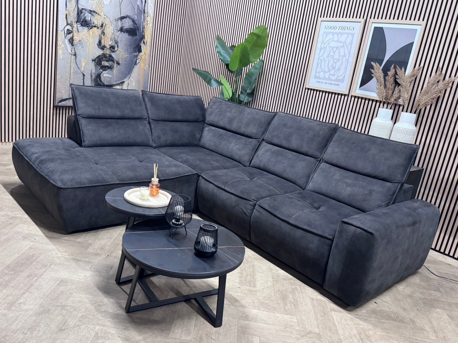 ZGAN Velvet Velours Hoekbank Elektrisch - Antraciet /285x245