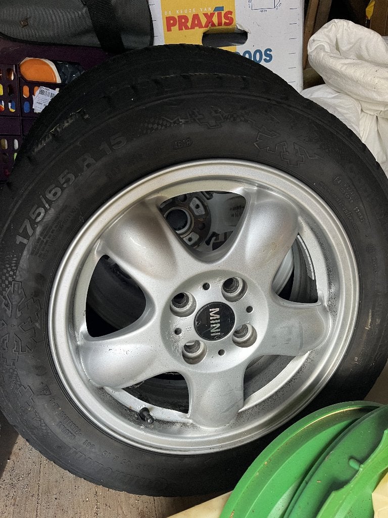 15" MINI Lichtmetalen Velgen (R81)+ Continental Winterbanden, Ophalen, Overige, Gebruikt, 15 inch