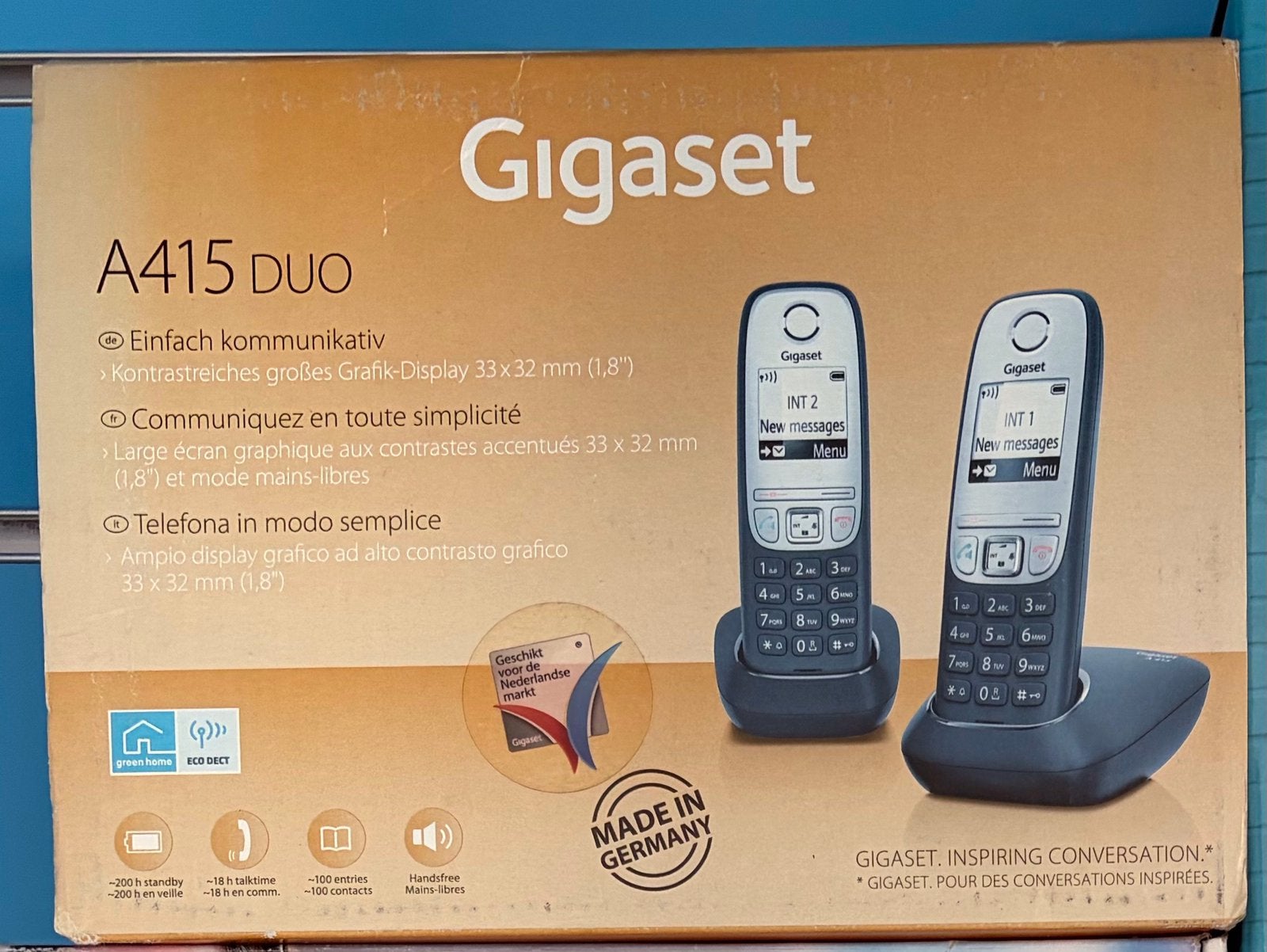 Gigaset A415 DUO draadloze telefoonset, Telecommunicatie, Ophalen, Nieuw, 2 handsets