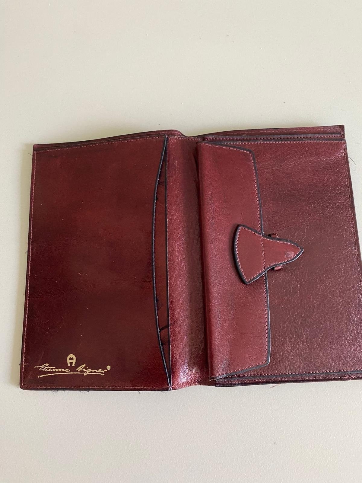 Etienne Aigner Leren Portefeuille - Bordeaux Rood, Overige merken, Gebruikt, Ophalen of Verzenden, Leer