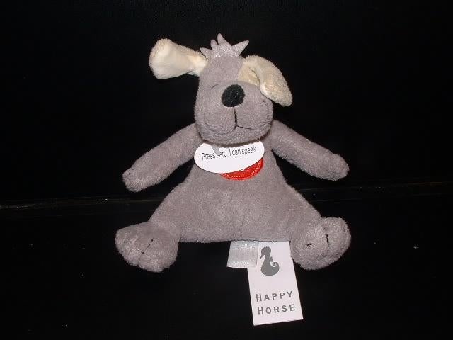 HAPPY HORSE HOND VELOURS GRIJS MET ROOD PLAATJE MET, Ophalen of Verzenden, Nieuw, Overige typen