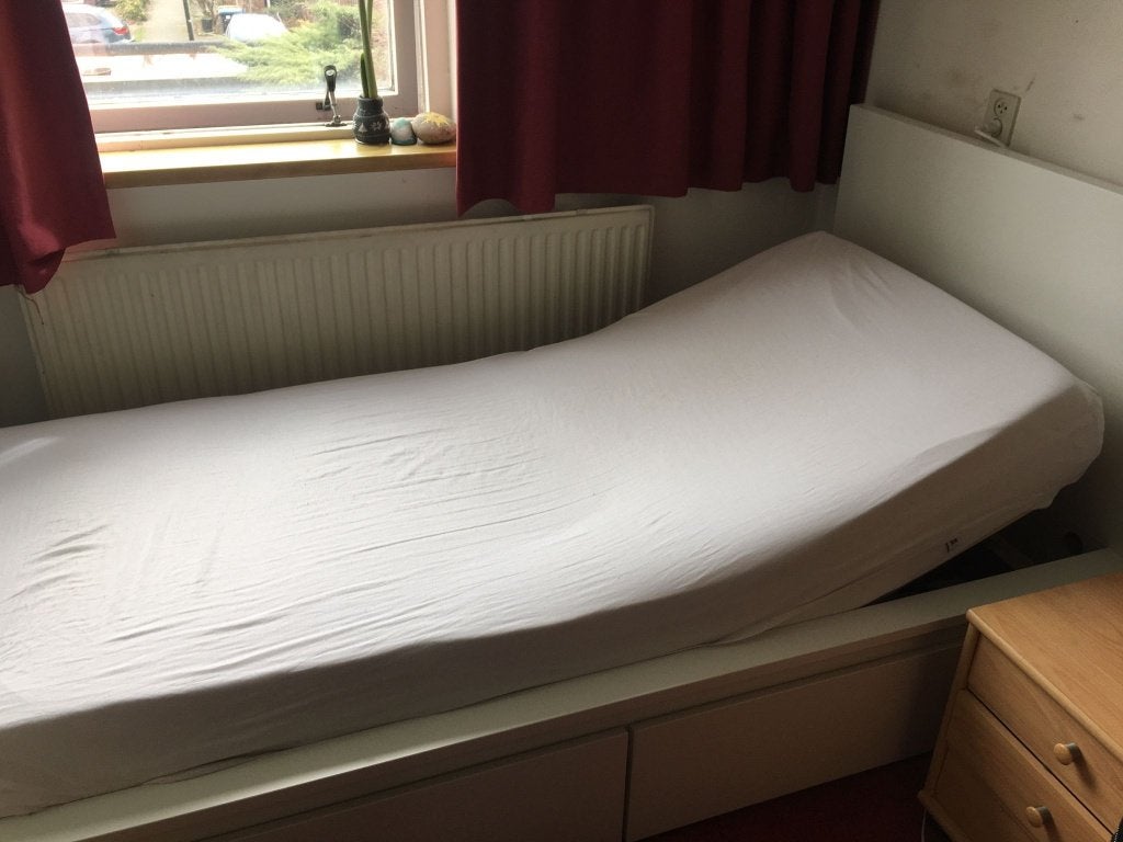 één persoons bed, Ikea, wit, Ophalen, 90 cm, Eenpersoons, Wit