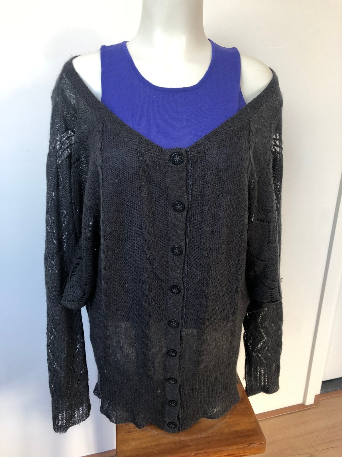 Dept grijs oversized wollig dun vest xl crochet, Kleding | Dames, Maat 46/48 (XL) of groter, Ophalen of Verzenden, Zo goed als nieuw