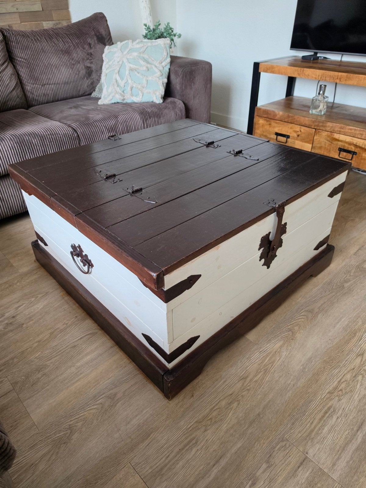 Unieke salontafel/opbergkist, 50 – 75, Gebruikt, 50 tot 100 cm, Vierkant