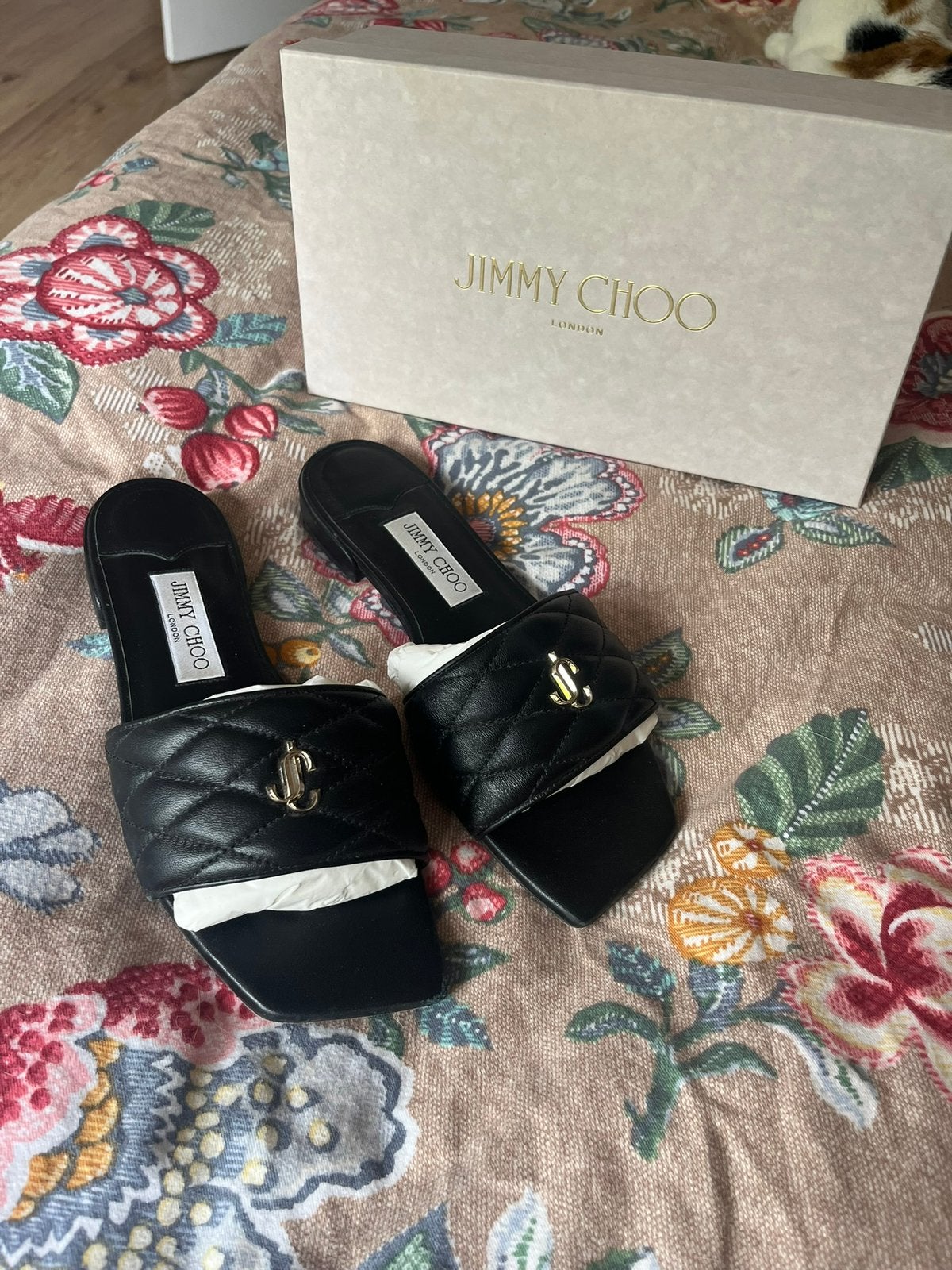 Jimmy Choo - Faroe Mule 15 Quilted Nappa Leather maat 40, Ophalen of Verzenden, Zo goed als nieuw, Instappers