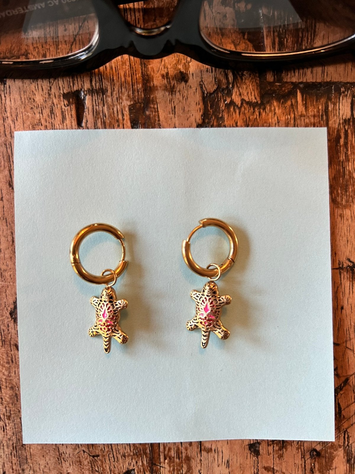 Nieuwe schildpad oorringetjes, Sieraden, Tassen en Uiterlijk, Ophalen of Verzenden, Zo goed als nieuw, Goud, Overige materialen