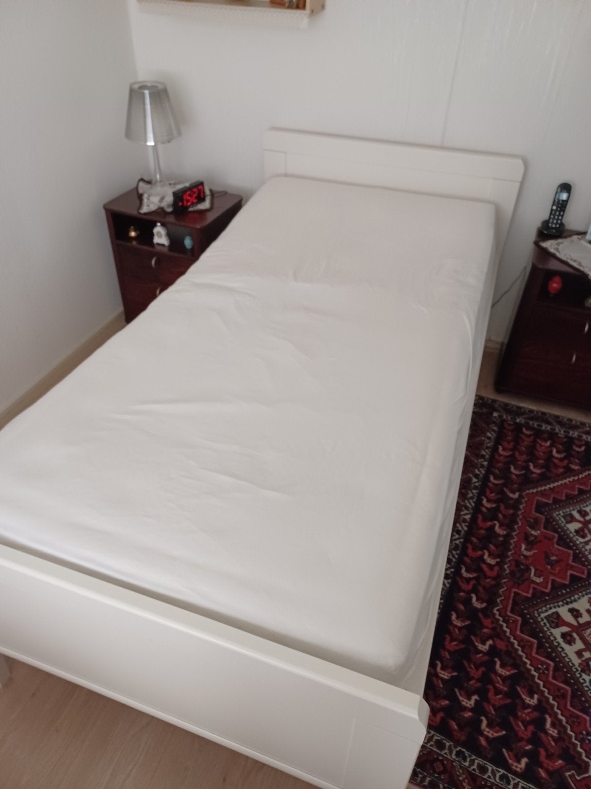 Eenpersoonsbed met lattenbodem - Wit, Ophalen, Verstelbaar, 90 cm, Eenpersoons