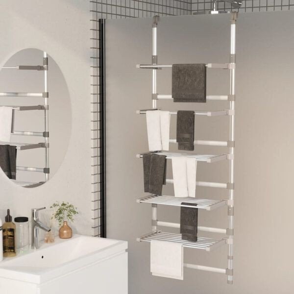 Droogrek 5-laags hangend aluminium (nieuw in de doos), Ophalen, Badkamerrek, Overige merken, Nieuw