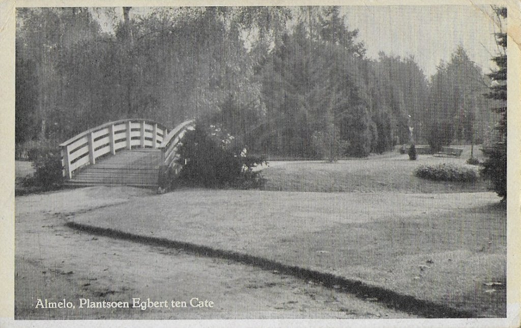 Almelo Plantsoen Egbert  ansichtkaart  uit 1955  (6783, Ophalen of Verzenden, 1940 tot 1960, Gelopen, Overijssel