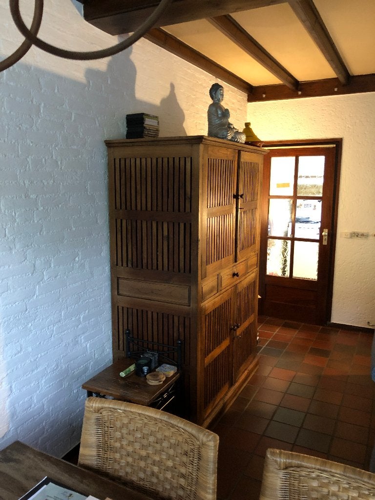 Koloniale proviant/droogkast, Huis en Inrichting, Gebruikt, Teakhout, Met lade(s), Ophalen of Verzenden