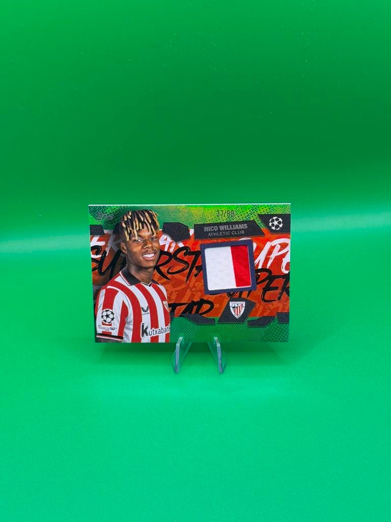Topps UCL Nico Williams relic patch /99 Green, Ophalen of Verzenden, Zo goed als nieuw, Plaatje