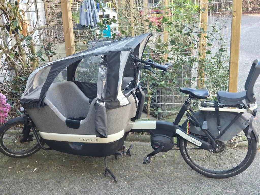 Gazelle Makki bakfiets met huif, Ophalen, Huif, Zo goed als nieuw, 2 kinderen