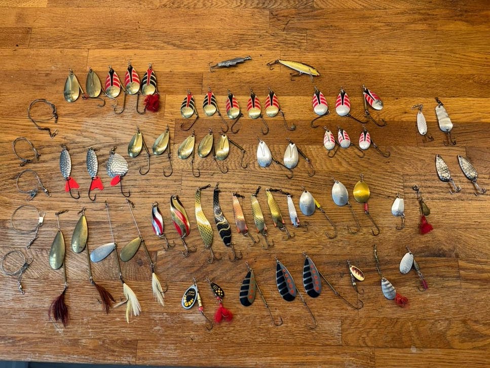 48 vintage lepels spinners blinkers in zeer mooie staat, Ophalen of Verzenden, Zo goed als nieuw, Overige typen