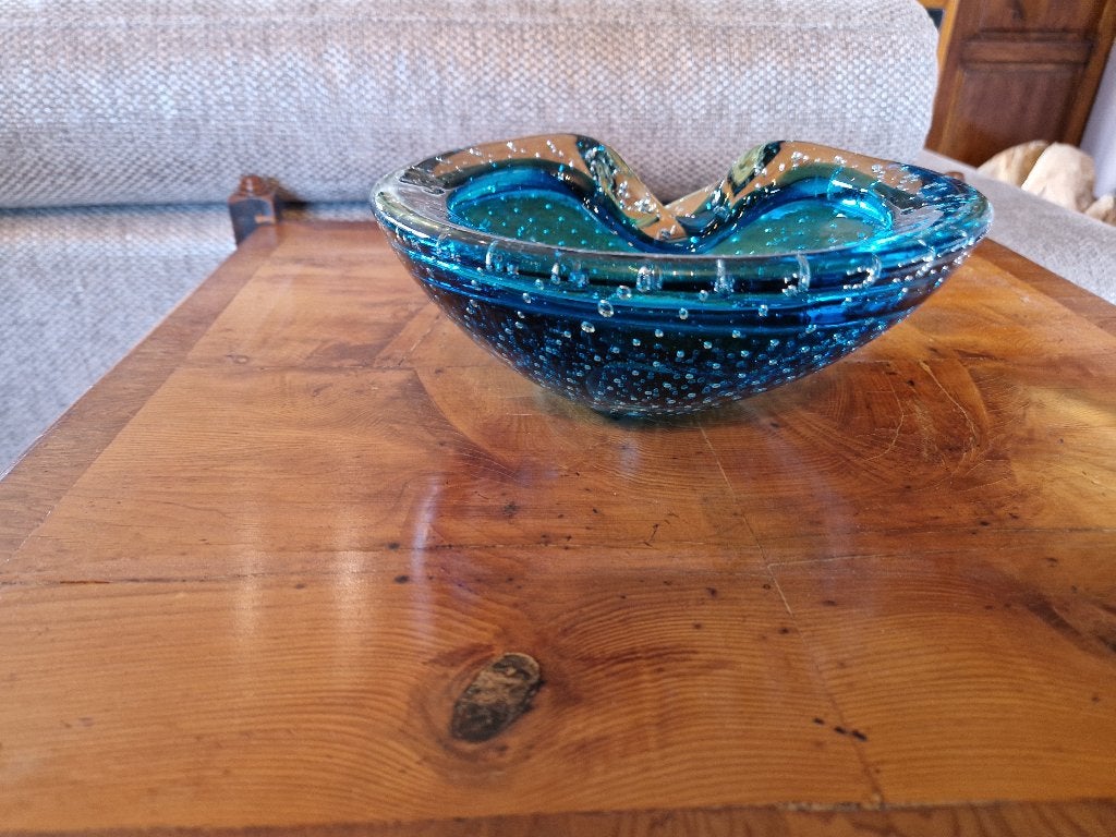 blauwe Murano glazen kom uit de jaren 50, Ophalen of Verzenden