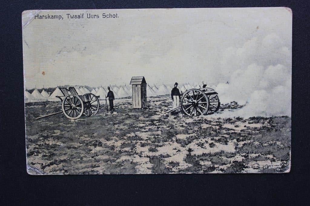 1908 HARSKAMP TWAALF UURS SCHOT + SOLDATEN, Ophalen of Verzenden, Voor 1920, Gelopen, Gelderland