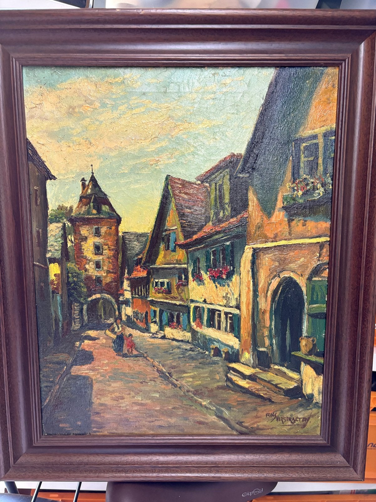 Fons Verstraeten - Schilderij Stadsgezicht, Antiek en Kunst, Ophalen, Doek, Realistisch, Gesigneerd
