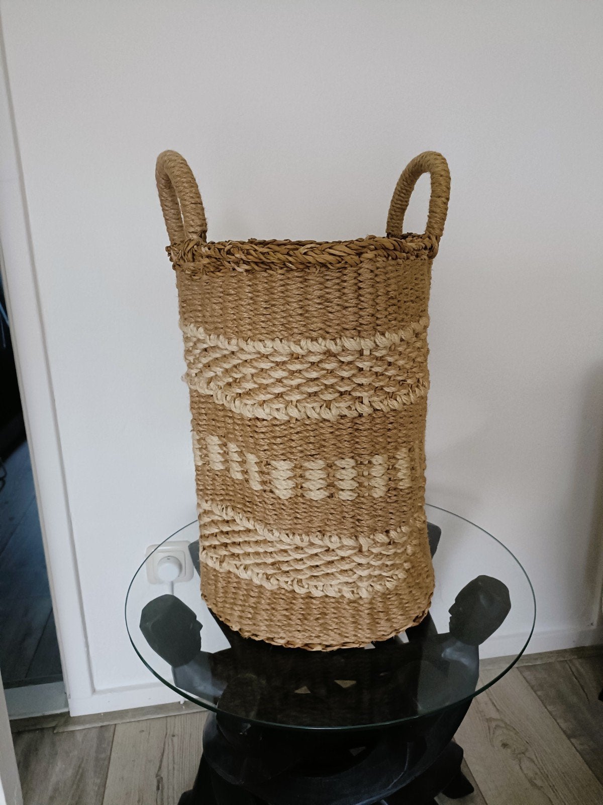 Loods 5 mand riet beige, Huis en Inrichting, Woonaccessoires | Paraplubakken, Ophalen of Verzenden, Zo goed als nieuw, Riet