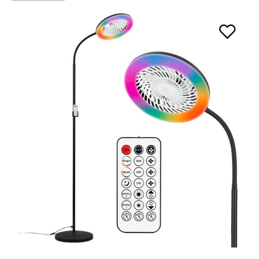 Vloerlamp met ventilator, RGB verlichting + afstandsbedienin, Ophalen, 100 tot 150 cm, Modern, Functioneel, Zo goed als nieuw