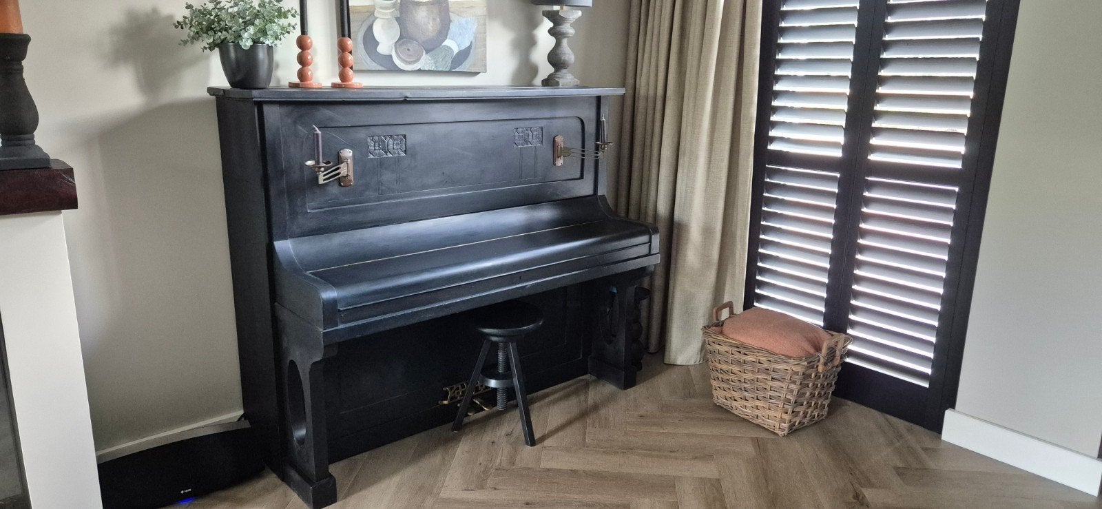 Piano zwart, voor de sier. Inc krukje., Muziek en Instrumenten, Piano's, Ophalen, Gebruikt, Zwart