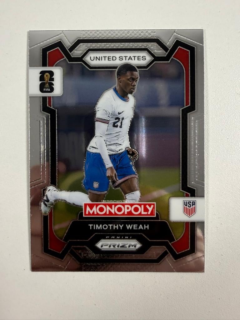 71 Timothy Weah Prizm Monopoly World Cup 2026, Ophalen of Verzenden, Nieuw, Buitenlandse clubs, Poster, Plaatje of Sticker