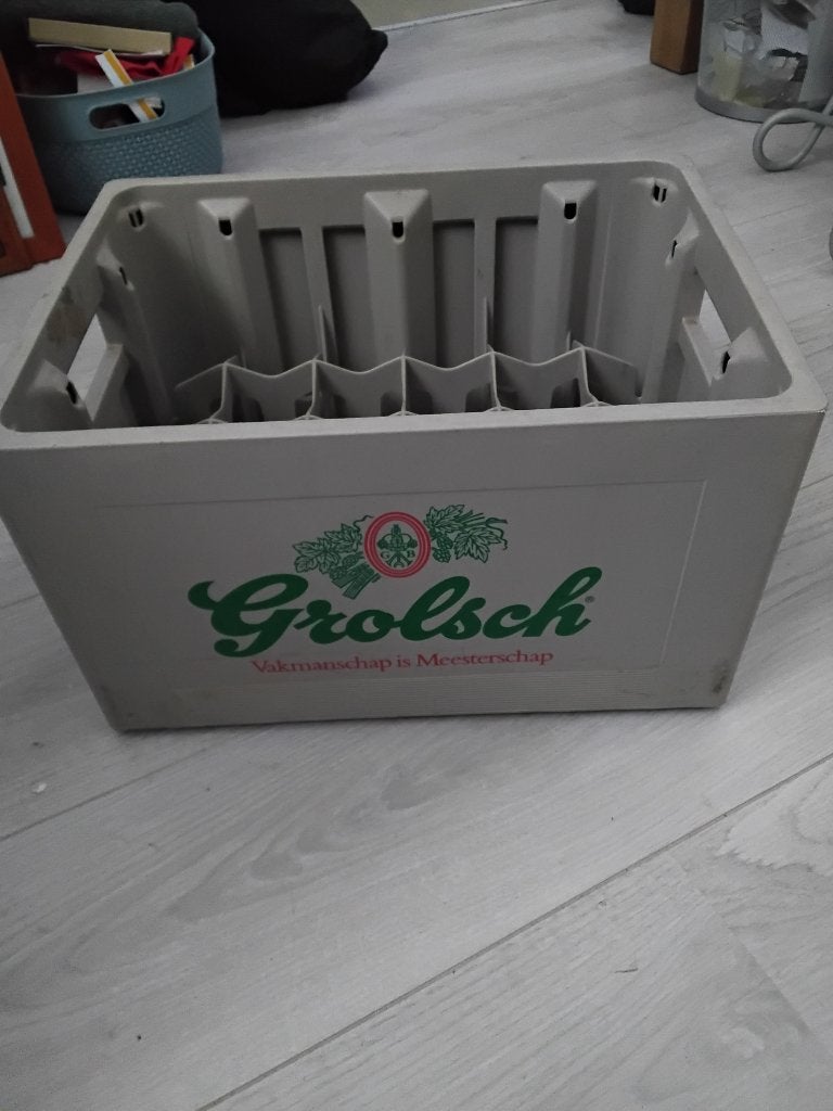 Grolsch grijze bier krat, Verzamelen, Ophalen of Verzenden, Gebruikt, Flesje(s), Grolsch