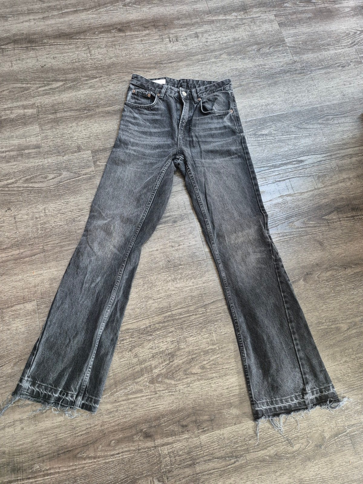 Zara jeans wijde pijpen, aparte naad, zwart grijs, maat 34, Kleding | Dames, Ophalen of Verzenden, Zo goed als nieuw, W27 (confectie 34) of kleiner