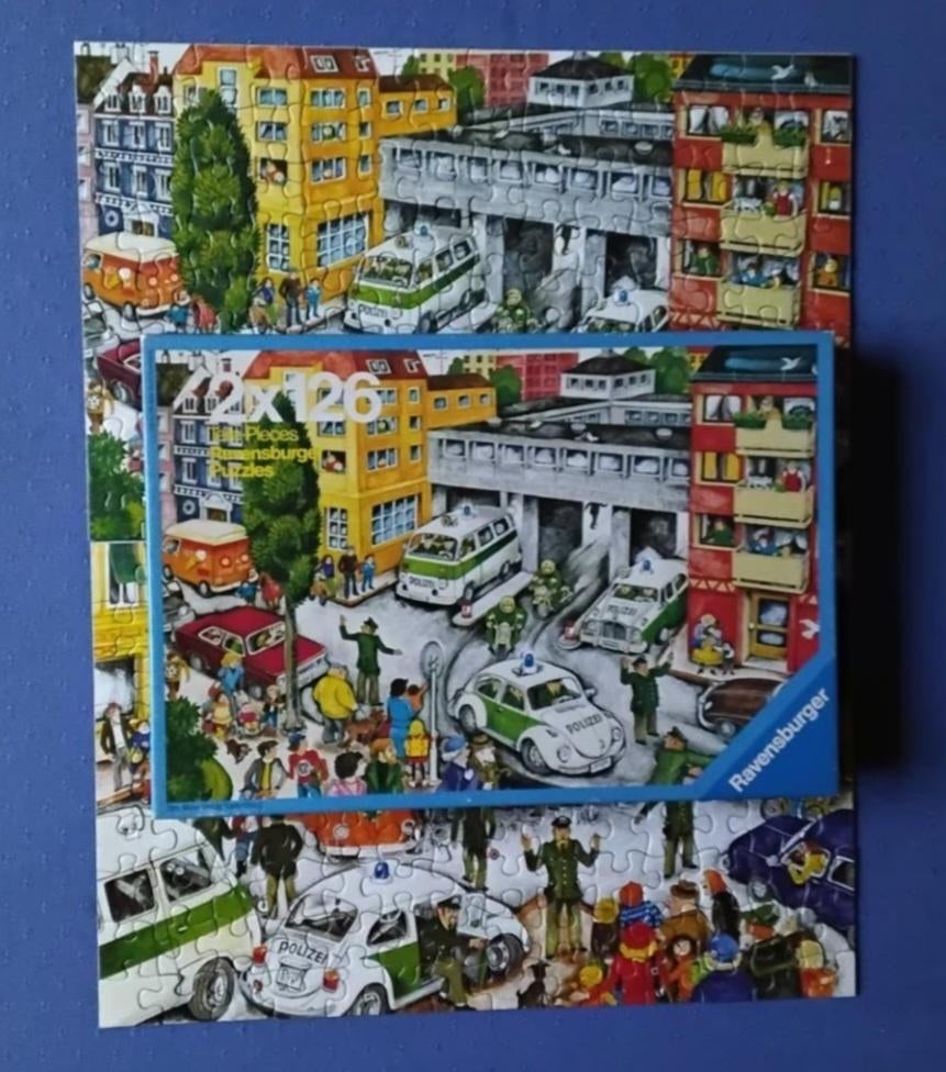 Vintage Ravensburger puzzel 'de politie' Otto Maier Verlag, Ophalen, Minder dan 500 stukjes, Zo goed als nieuw, Legpuzzel