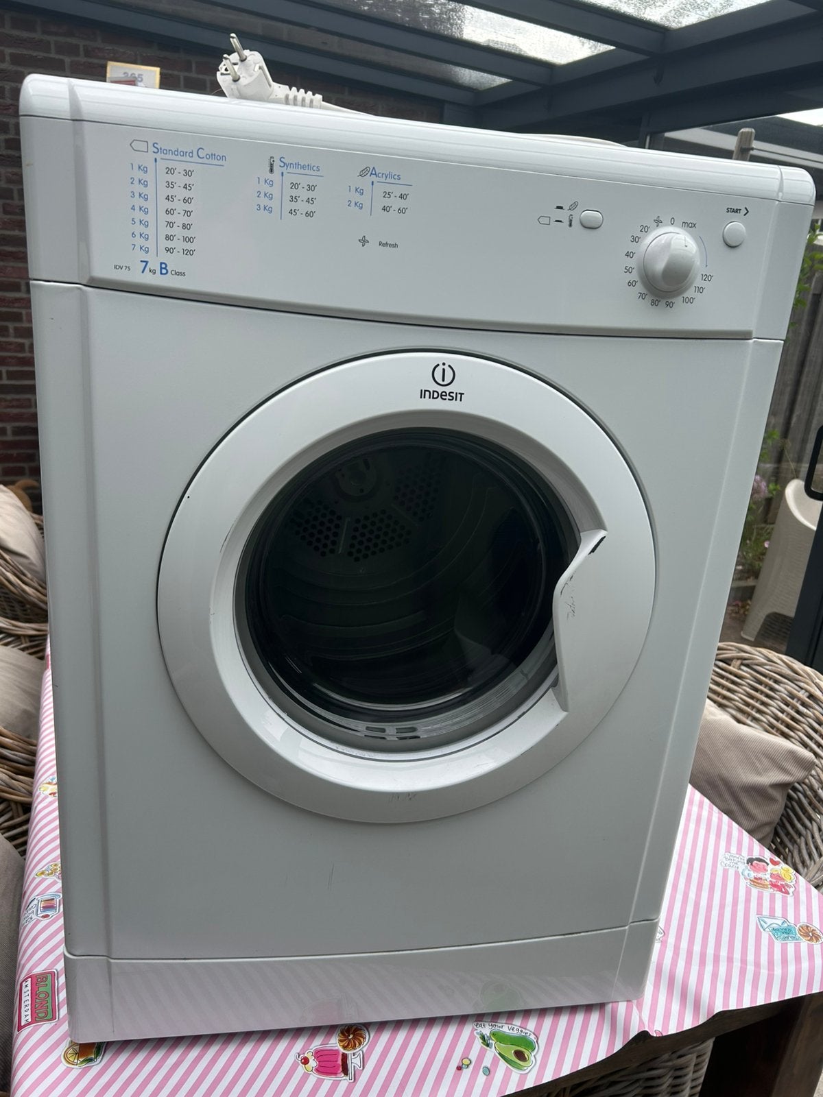 Indesit droogtrommel 7kg, Witgoed en Apparatuur, Wasdrogers, Ophalen, Wolprogramma, 6 tot 8 kg, Gebruikt