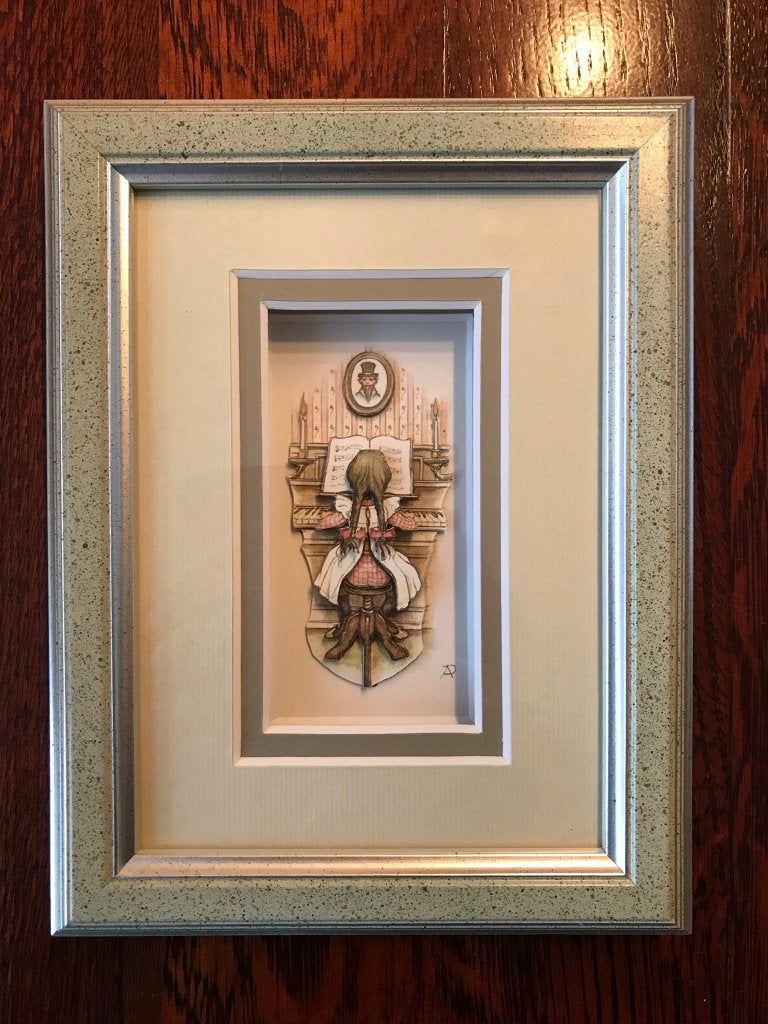 Pianomeisje van Anton Pieck in 3D schilderijtje, Minder dan 50 cm, Nieuw, Ophalen of Verzenden, Schilderij
