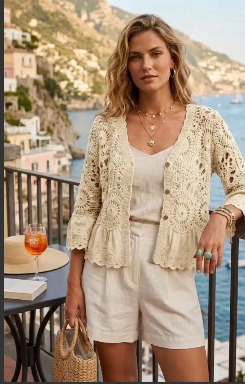 Gehaakt vestje Boho, Kleding | Dames, Truien en Vesten, Ophalen of Verzenden, Nieuw, Maat 38/40 (M), Beige