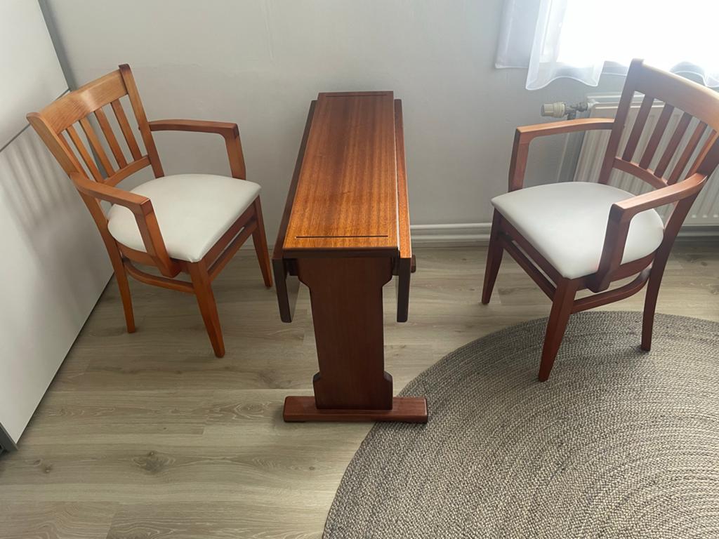 Mahoniehouten Scheepstafel met 2 Stoelen - Inklapbaar, Ophalen