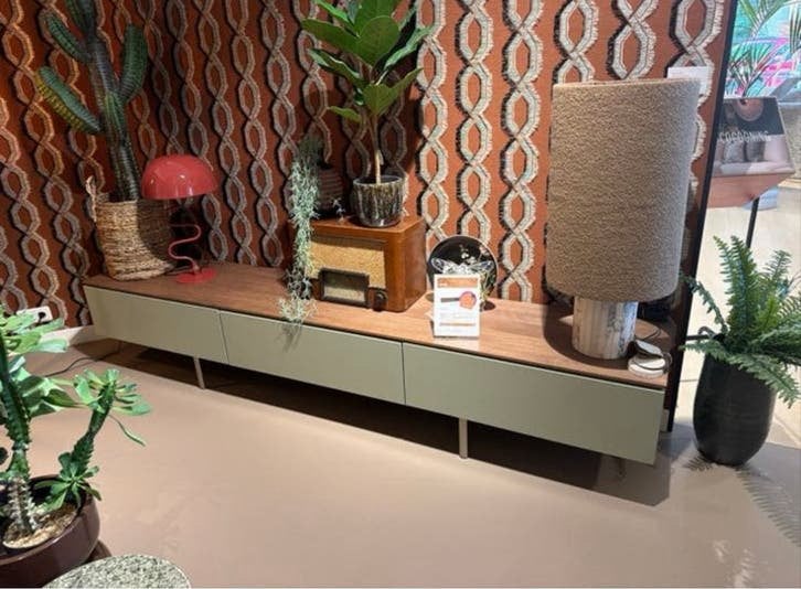 BKS Junite TV-meubel - Eiken & Sage Green - 240x45x42 cm, Ophalen, Nieuw, 200 cm of meer, Minder dan 100 cm