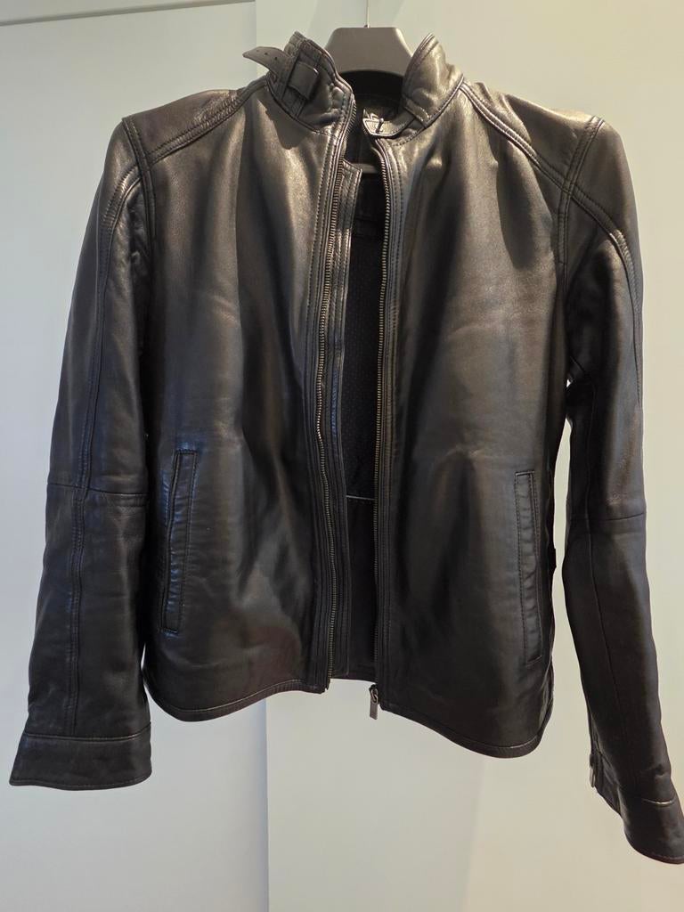 Massimo Dutti Leren herenjack zwart maat S, Ophalen of Verzenden