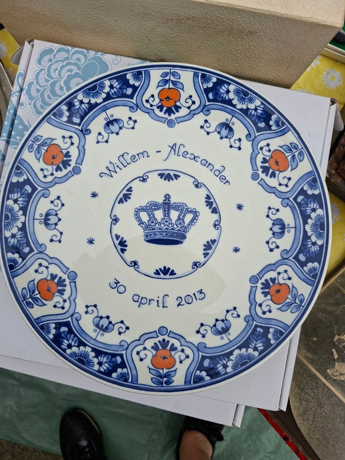 2 Royal Delft Herdenkingsbord Koningsdag Willem-Alexander, Ophalen of Verzenden