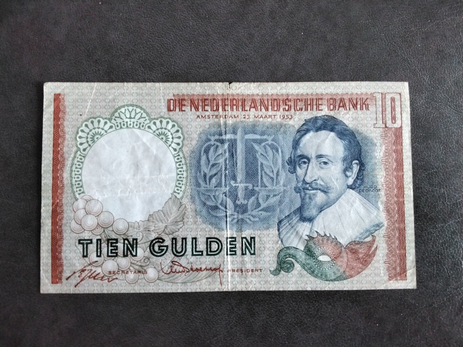 10 Gulden biljet Hugo de Groot 1953, Verzenden, 10 gulden, Los biljet