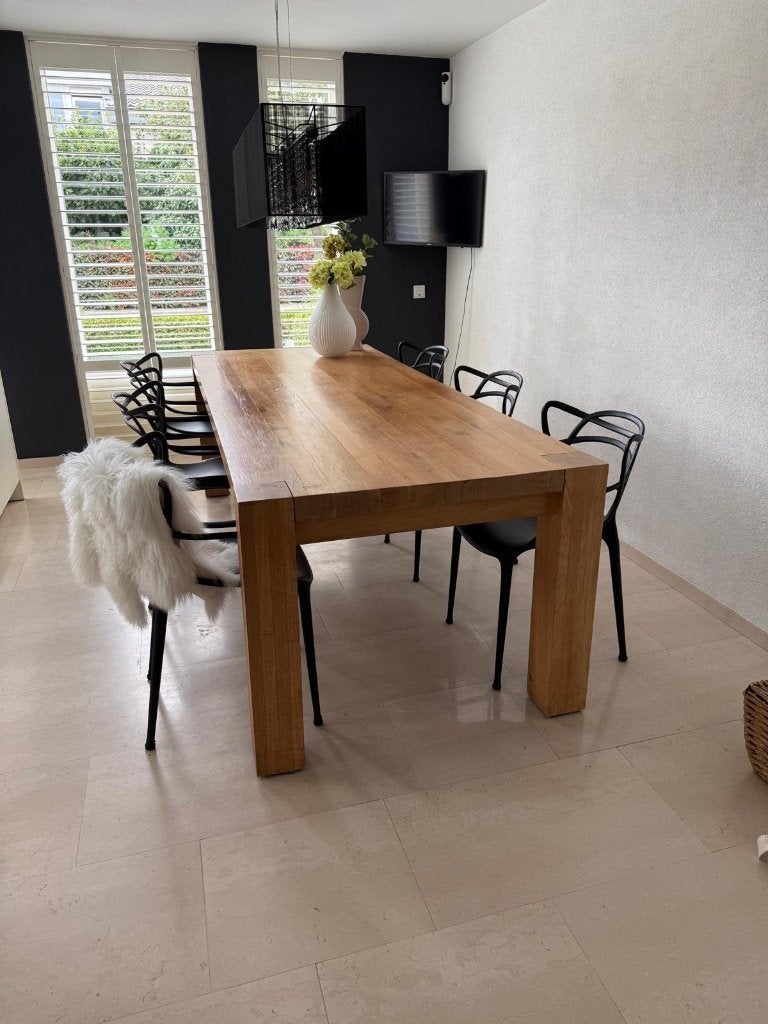 Eiken houten tafel, Ophalen, Gebruikt, Eikenhout, 200 cm of meer