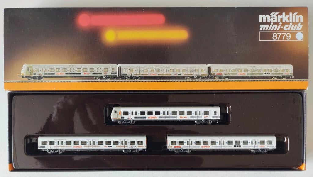 MÄRKLIN mini-club 8779 driedelige rijtuigenset, Hobby en Vrije tijd, Gelijkstroom, Wagon, Ophalen of Verzenden, Zo goed als nieuw