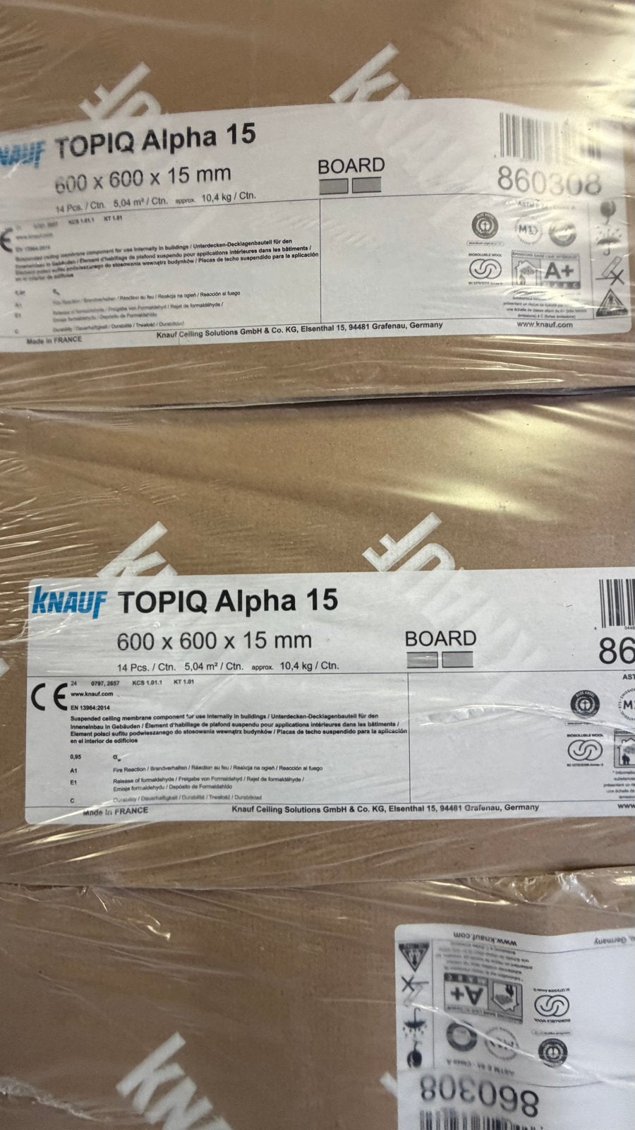 Systeemplafond platen Knauf TOPiQ Alpha 15  - ca. 300 m², Ophalen, Nieuw, Overige materialen, Minder dan 20 mm