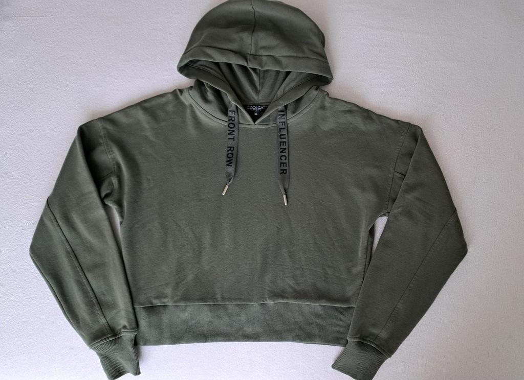 Donkergroene, zachte cropped hoody van Coolcat, mt. XS, Kleding | Dames, Truien en Vesten, Ophalen of Verzenden, Zo goed als nieuw