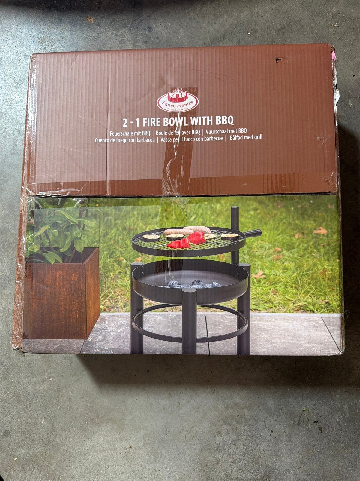 Fancy Flames 2-in-1 Vuurkorf met BBQ-rooster, Ophalen, Nieuw