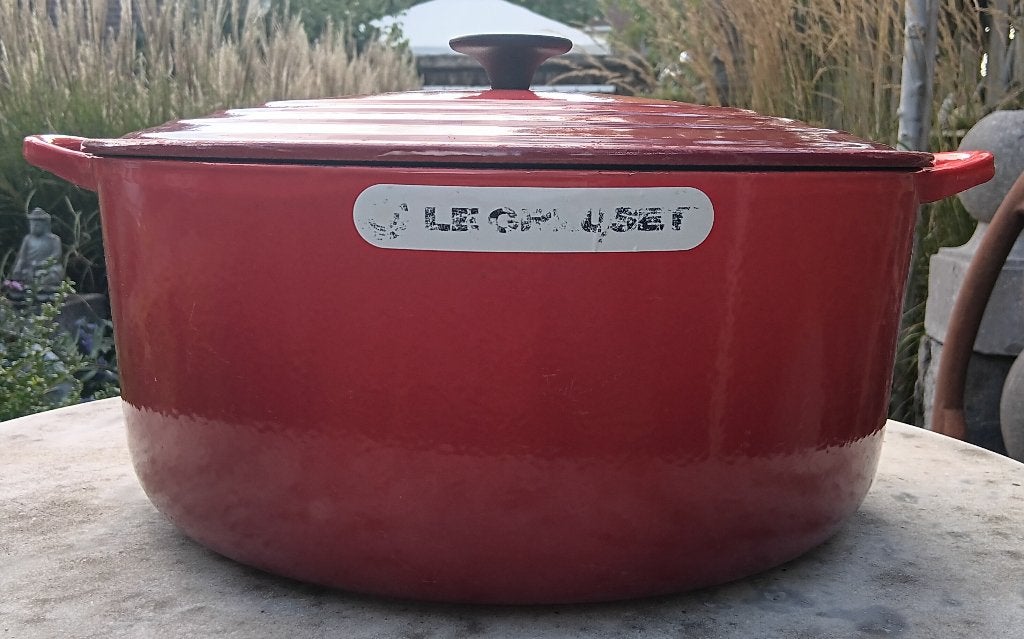 Ongelooflijke vondst! *nog met sticker* LE CREUSET pan 34 cm, Gietijzer, Le Creuset, Ophalen of Verzenden, Zo goed als nieuw
