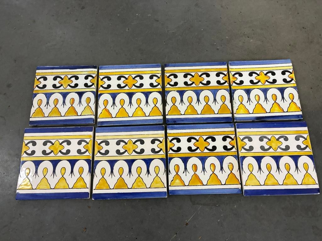 Portugese tegels hand gemaakt blauw/geel, Doe-het-zelf en Verbouw, Tegels, Ophalen, Minder dan 20 cm, Minder dan 5 m², Wandtegels