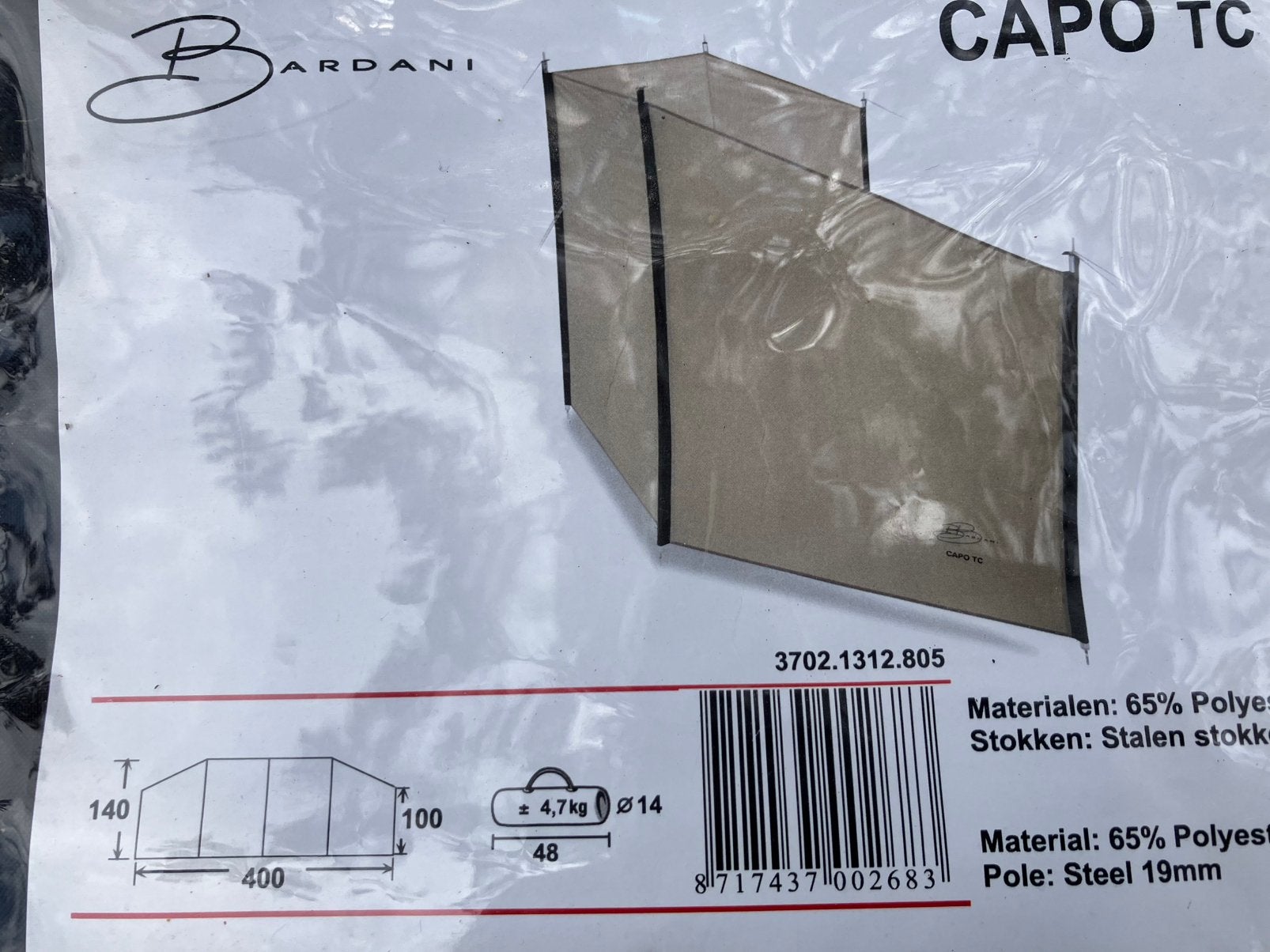 Bardani CAPO TC windscherm., Ophalen, Zo goed als nieuw