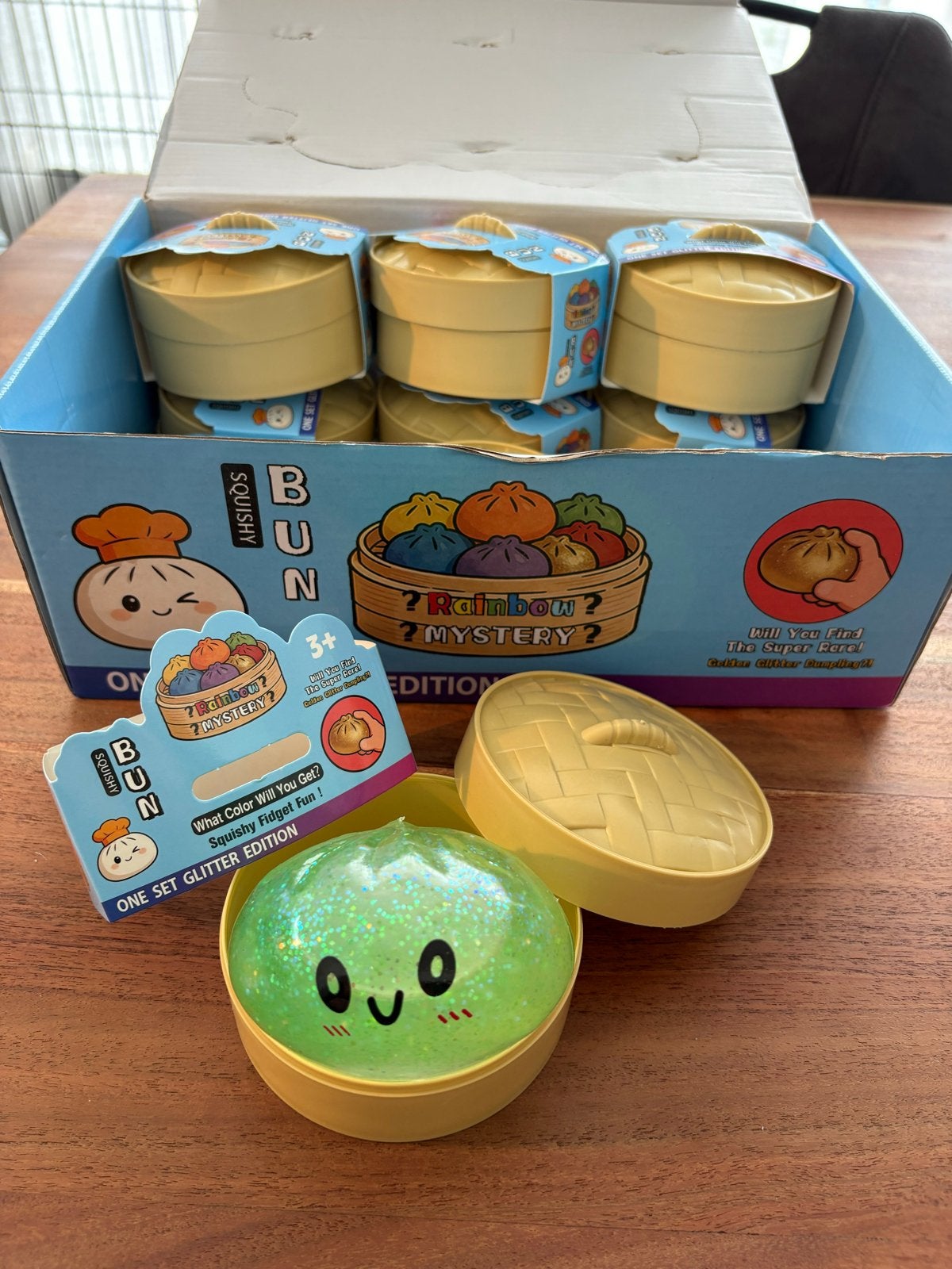 Squishy Dumpling Glitter Groen - Rainbow Mystery Fidget, Ophalen of Verzenden, Nieuw, Jongen of Meisje