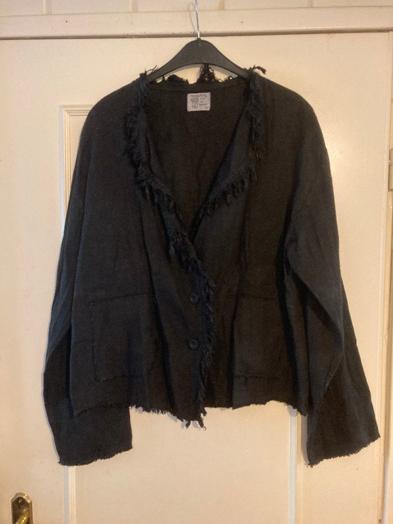 Aparte zwarte wijde zwaar linnen blouse van Completo, mt XL, Kleding | Dames, Verzenden, Zo goed als nieuw, Completo / Arthurio Lino