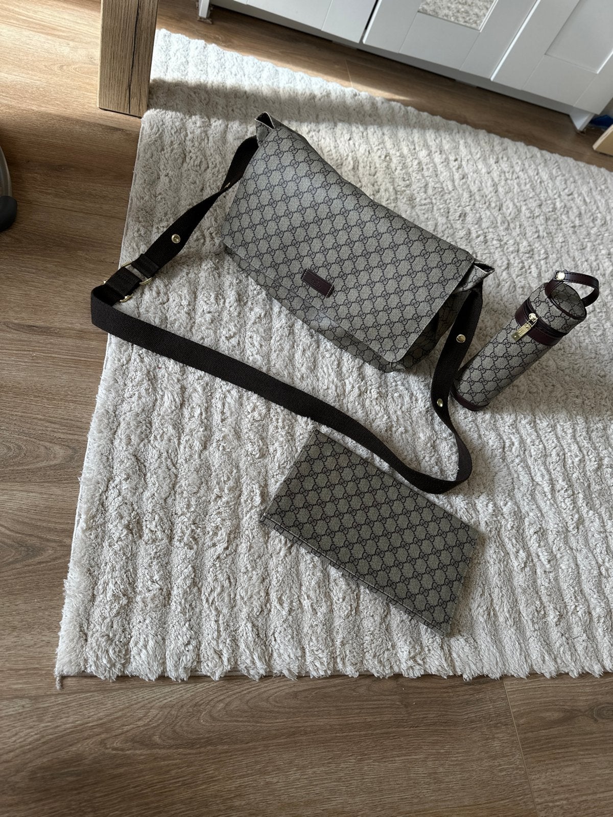 Gucci-stijl luiertas voor kinderwagen met accessoires, Verzorgingstas, Bruin, Ophalen of Verzenden, Bevestiging voor kinderwagen