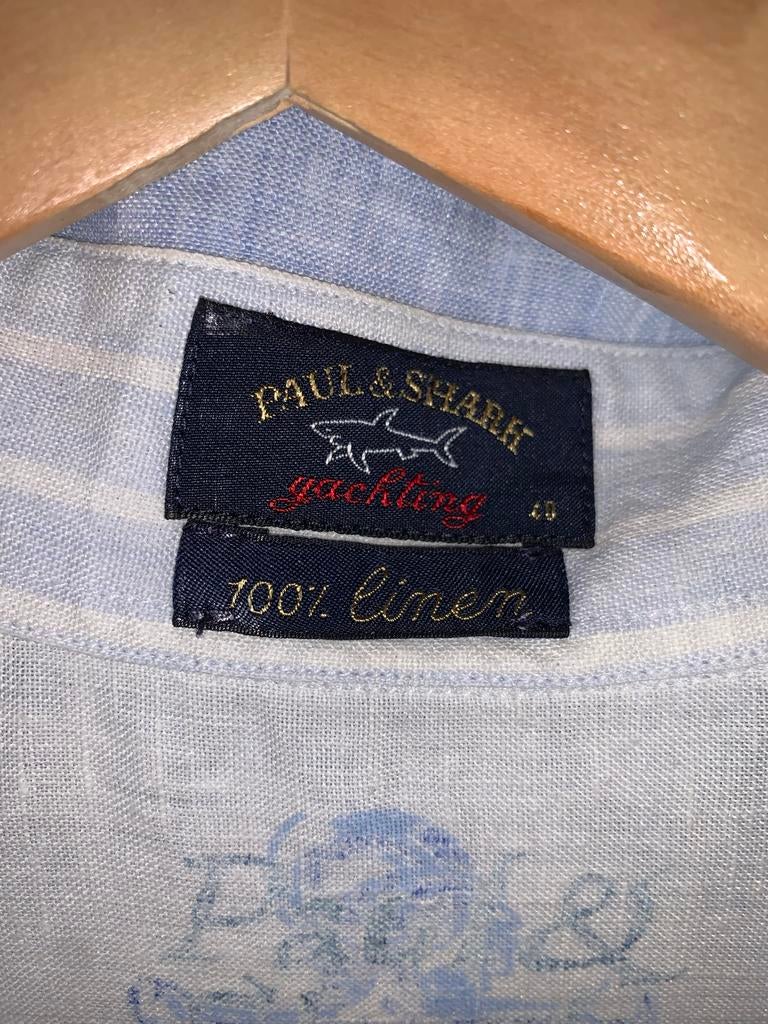 Paul & Shark 100% Linnen Overhemd ZGAN maat 40, Kleding | Heren, Ophalen of Verzenden, Zo goed als nieuw, Blauw, Halswijdte 39/40 (M)