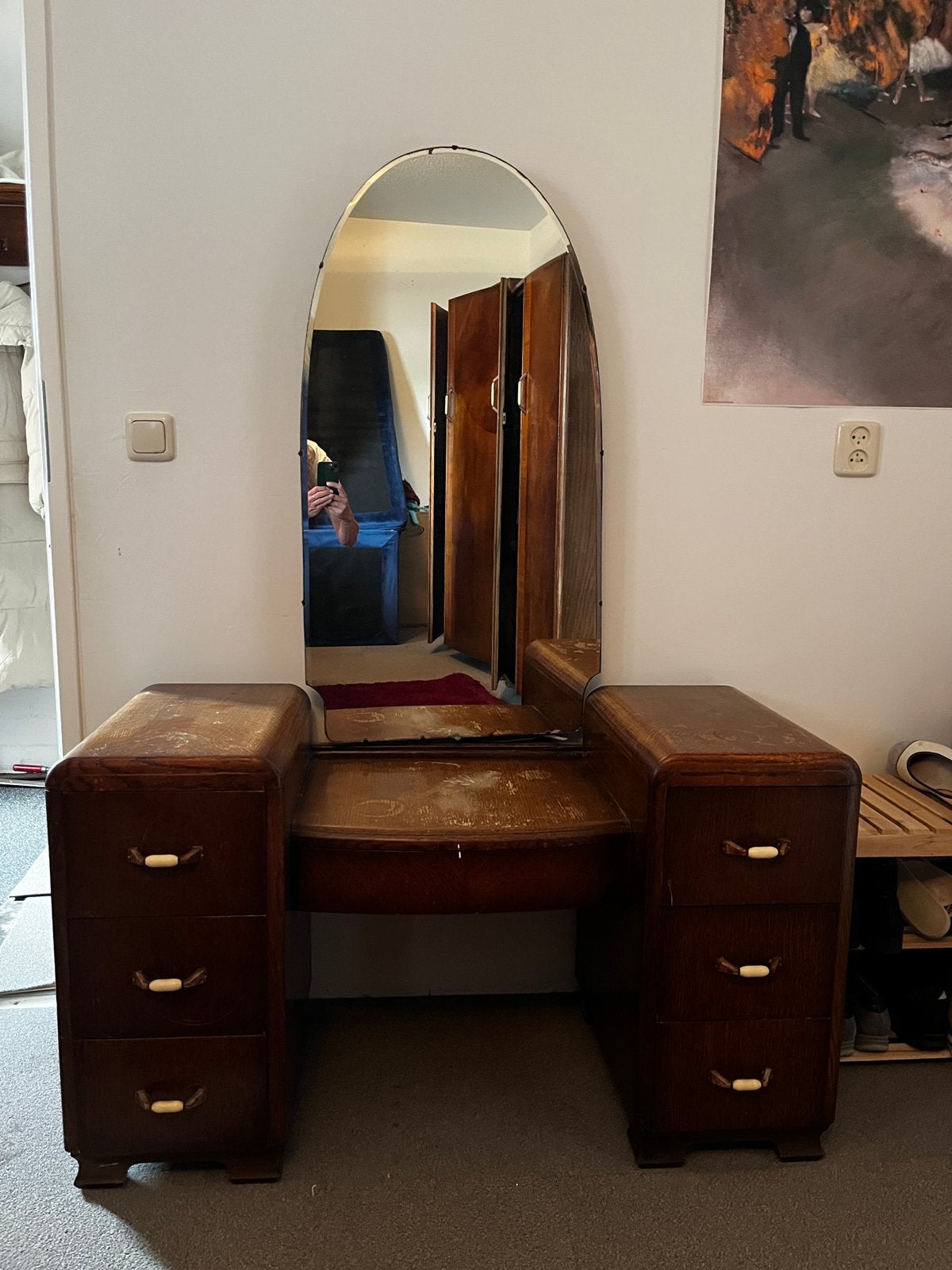Kledingkasten set met kaptafel vintage, Huis en Inrichting, Kasten | Kledingkasten, Ophalen, Gebruikt, 100 tot 150 cm, 150 tot 200 cm